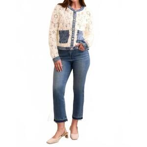 NEW TRIBAL maven mixed media crochet jacket in eggshell